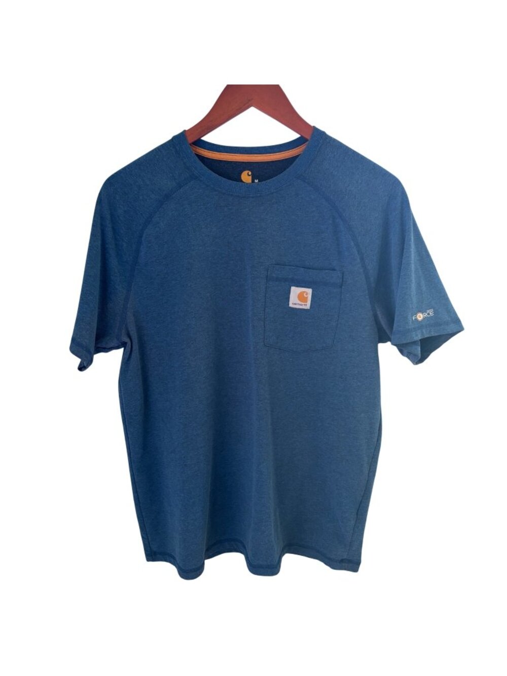 Carhartt Men's Blue Tee Shirt Size Medium Short Sleeve Front Pocket Crew Neck